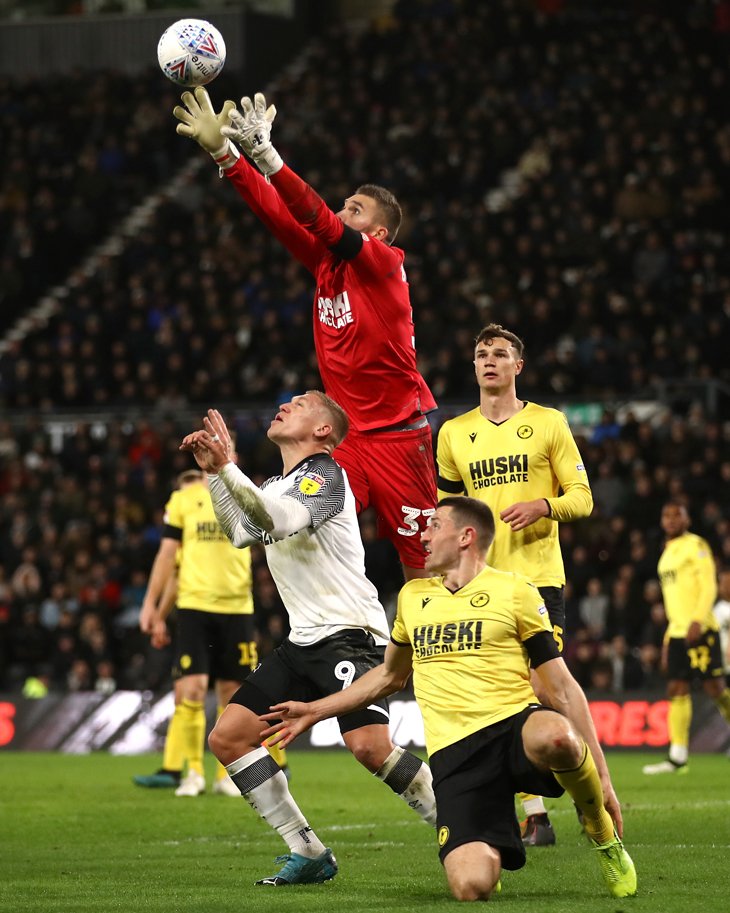 Goalkeeper Bartosz Bialkowski Millwall Thumps Ball Editorial Stock