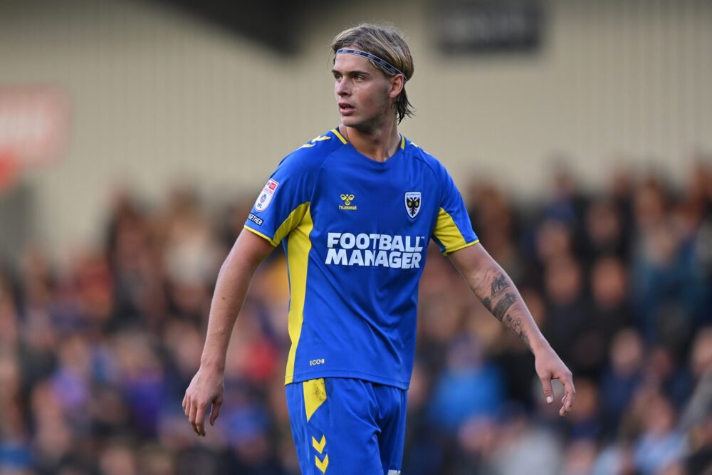 WIMBLEDON, UK. JAN 29TH Ayoub Assal of AFC Wimbledon celebrates