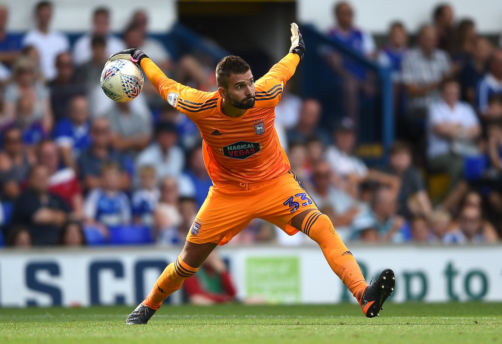 Goalkeeper Bartosz Bialkowski Millwall Thumps Ball Editorial Stock