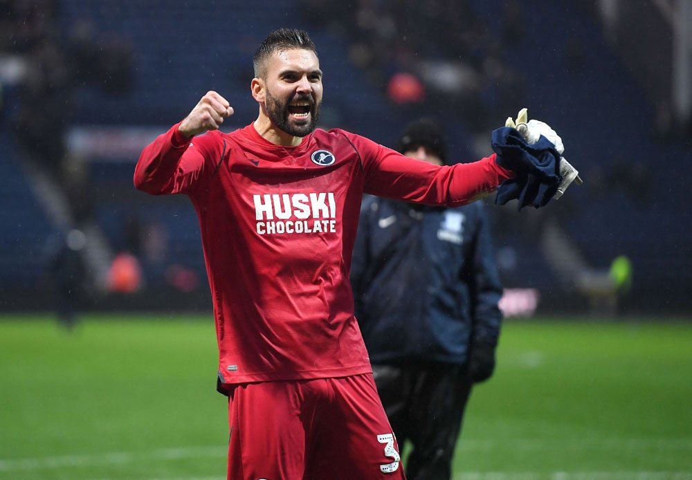 Goalkeeper Bartosz Bialkowski Millwall Thumps Ball Editorial Stock