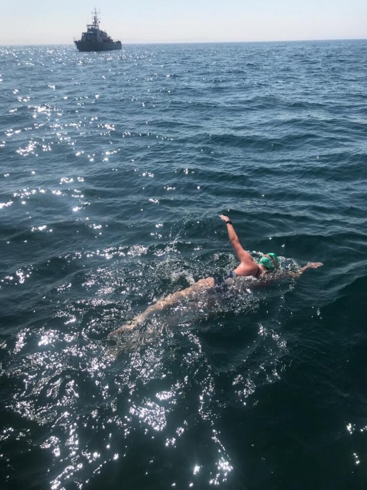 Swimming the english channel. Swimmers the English channel.